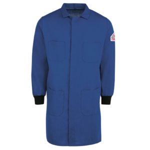 Private-Label Long Lab Coat with Concealed Snap Front and Knit Cuffs — garment development reference