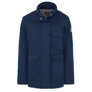 Women’s Long Insulated Cold-Store Work Parka with Storm Flap — garment development reference