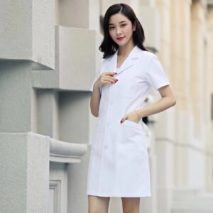 Women’s Short-Sleeve Tailored Long Medical Coat - additional same-model product view