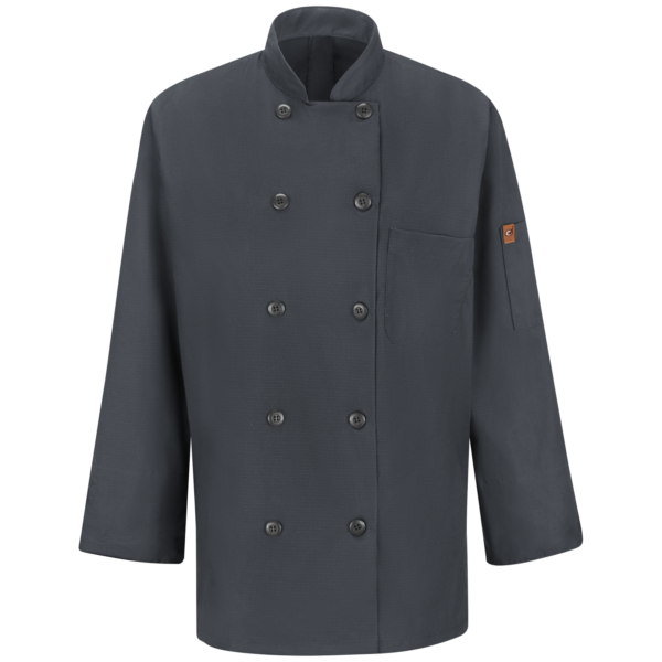 Women’s Stretch-Panel Double-Breasted Chef Coat Women’s Stretch-Panel Double-Breasted Chef Coat — garment development reference