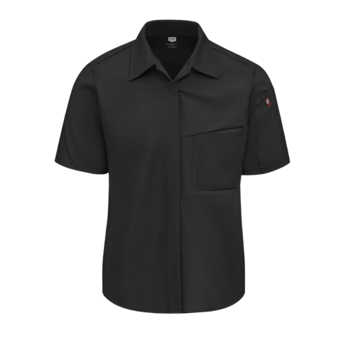 Women’s Ventilated Snap-Front Cook Shirt with Mesh Back and Tool Pockets Women’s Ventilated Snap-Front Cook Shirt with Mesh Back and Tool Pockets — garment development reference